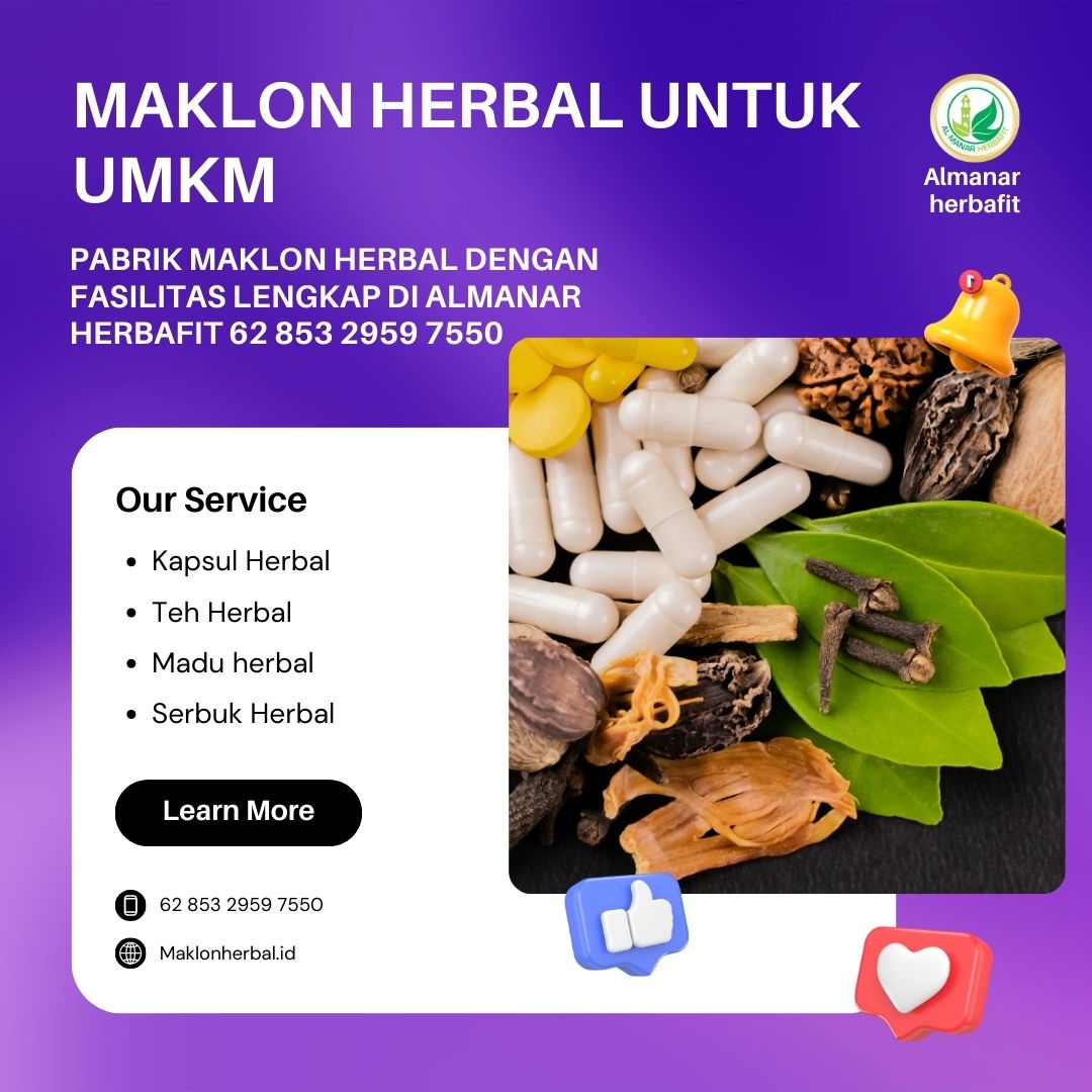 Pabrik maklon herbal dengan fasilitas lengkap di Almanar Herbafit 62 853 2959 7550